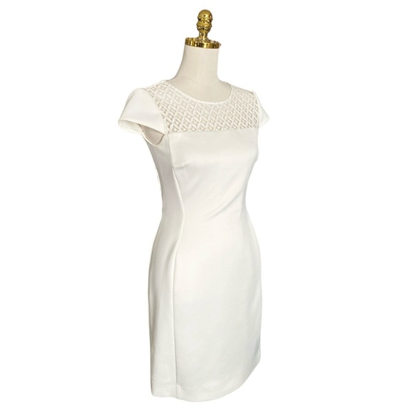 ANTONIO MELANI Elegant White Dress with Lace Detail Office/Formal Dress Size 4 - Picture 3 of 8